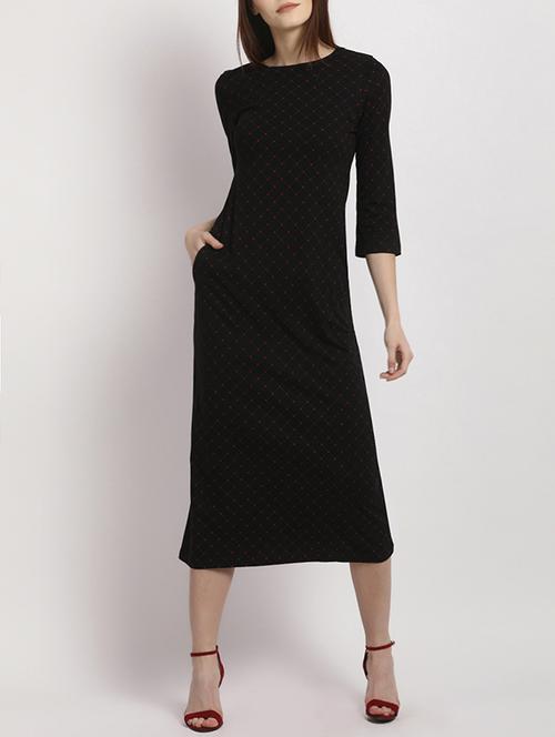 black printed cotton sheath dress - 15011318 - Standard Image - 1
