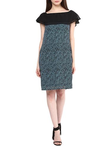 blue printed georgette sheath dress - 15011407 - Very Small Image - 1