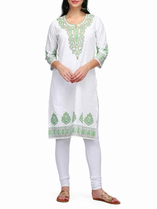 white cotton straight kurta - 15011424 - Standard Image - 1