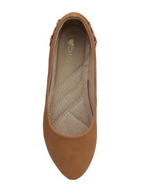 tan suede slip on ballerina - 15011630 - Standard Image - 4