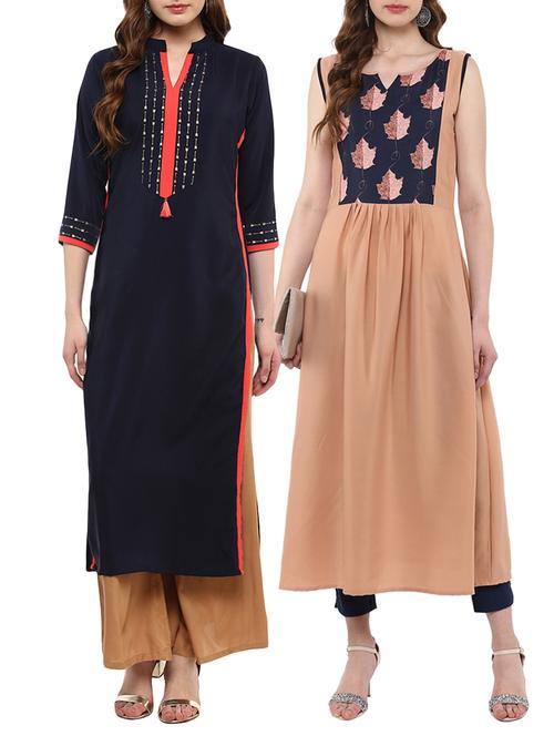 multi crepe combos kurta - 15011640 - Standard Image - 1