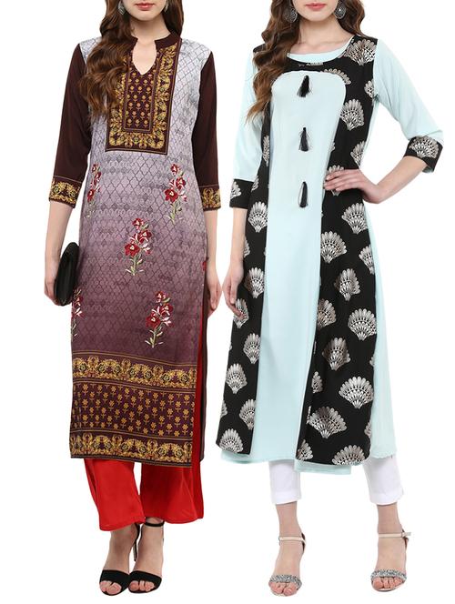multi crepe combos kurta - 15011642 - Standard Image - 1