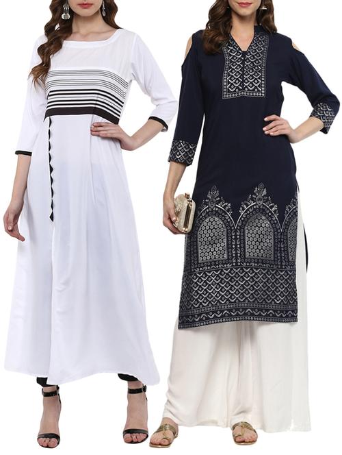 multi crepe combos kurta - 15011643 - Standard Image - 1