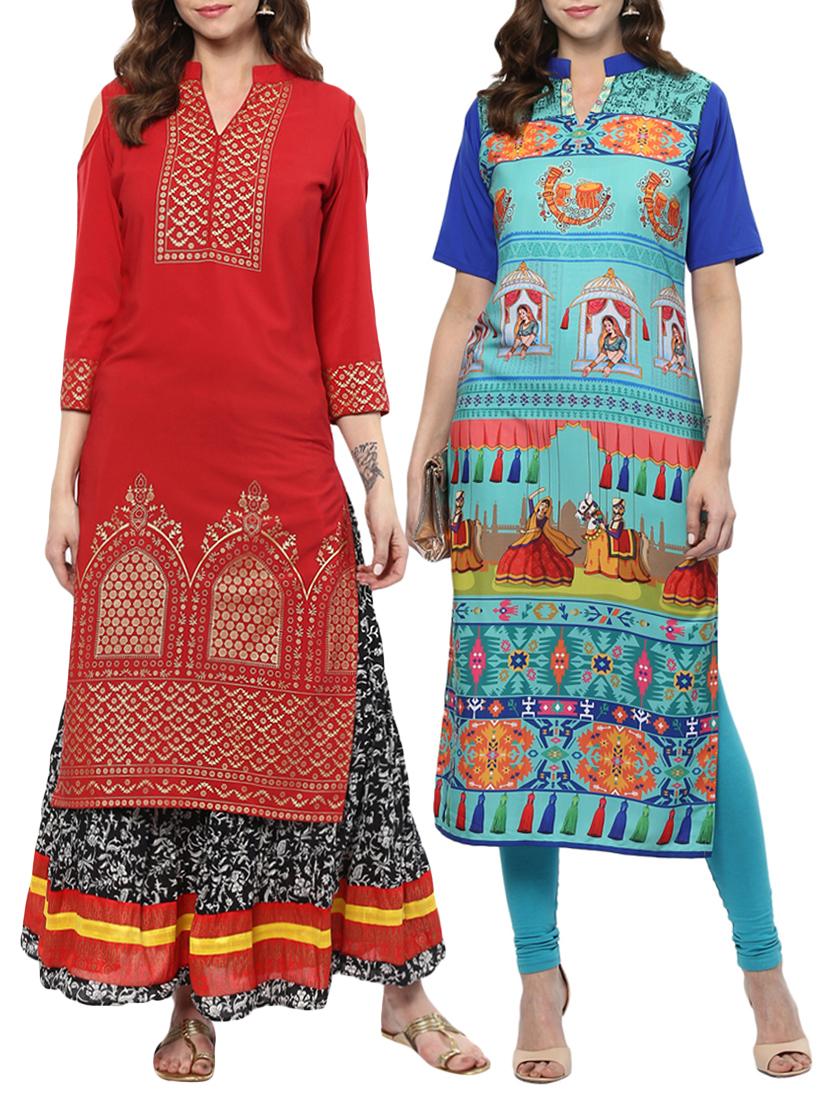 multi crepe combos kurta - 15011644 - Zoom Image - 1