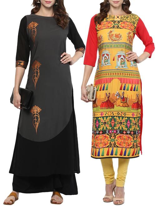 multi crepe combos kurta - 15011645 - Very Small Image - 1