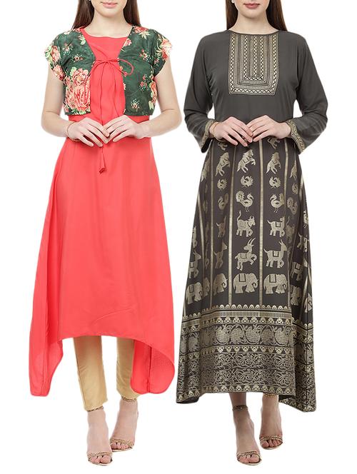multi crepe combos kurta - 15011647 - Standard Image - 1