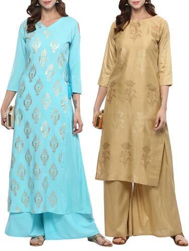 multi crepe combos kurta - 15011651 - Very Small Image - 1