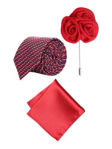 red blended tie & Pocket Square - 15012036 - Very Small Image - 1