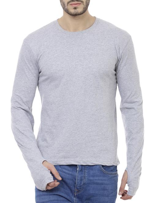 grey cotton thumbhole t-shirt - 15012199 - Standard Image - 1