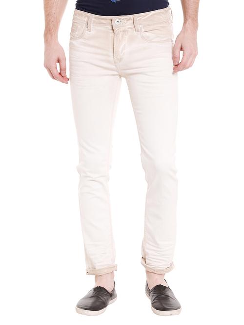 beige cotton plain jeans - 15012291 - Standard Image - 1