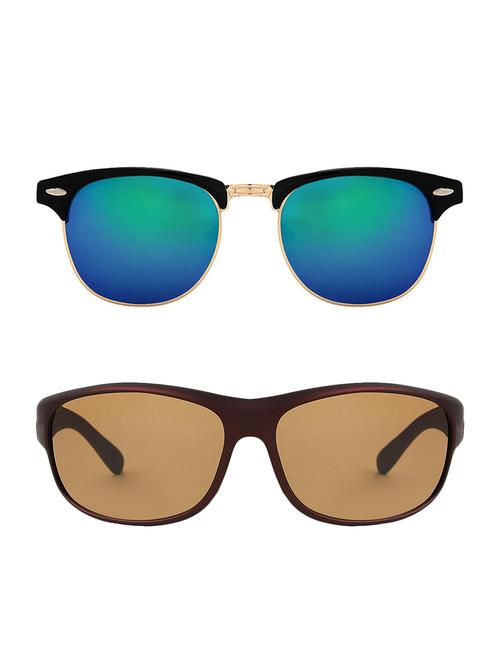 zyaden combo of two sunglasses clubmaster & wraparound - pack of 2 - 15012378 - Standard Image - 1