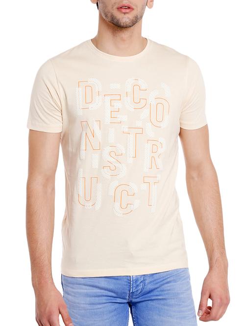 peach cotton chest print tshirt - 15012509 - Standard Image - 1