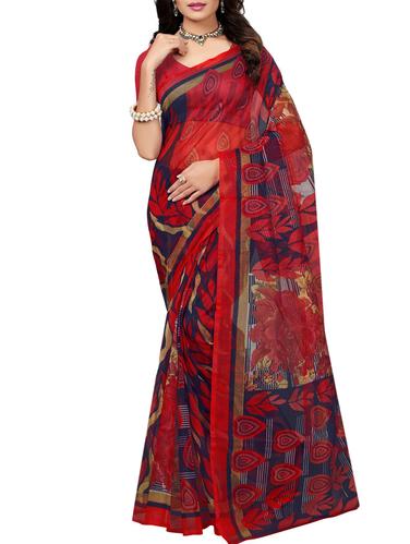 red kota cotton doria saree with blouse - 15012631 - Very Small Image - 1