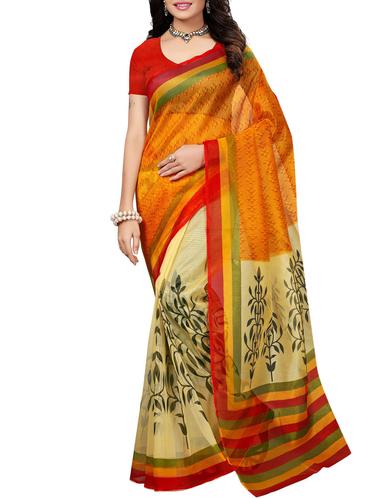 yellow kota cotton doria saree with blouse - 15012632 - Very Small Image - 1