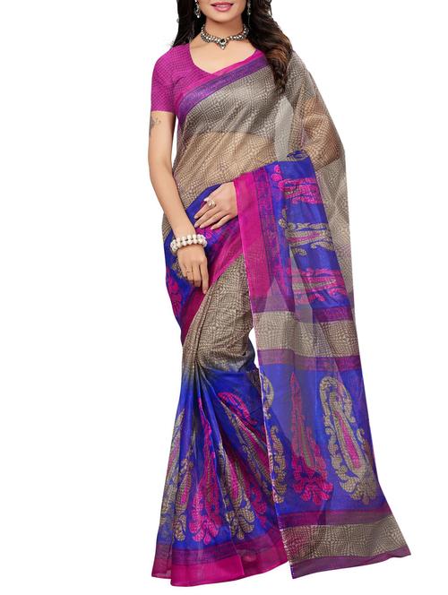 grey kota cotton doria saree with blouse - 15012636 - Standard Image - 1