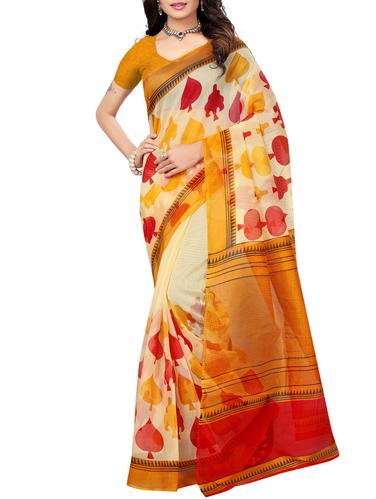 beige kota cotton doria saree with blouse - 15012641 - Very Small Image - 1