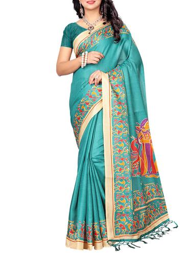 turquoise khadi printed saree with blouse - 15012653 - Very Small Image - 1