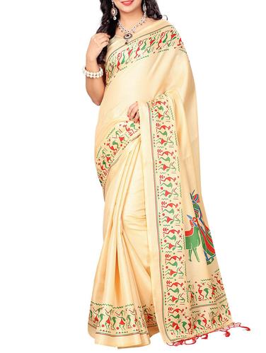 cream khadi printed saree with blouse - 15012656 - Very Small Image - 1