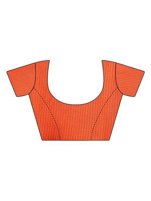 orange khadi printed saree with blouse - 15012658 - Standard Image - 3