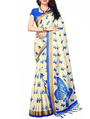 cream khadi printed saree with blouse - 15012670 - Very Small Image - 1