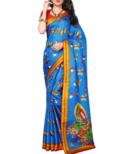 blue khadi printed saree with blouse - 15012684 - Very Small Image - 1