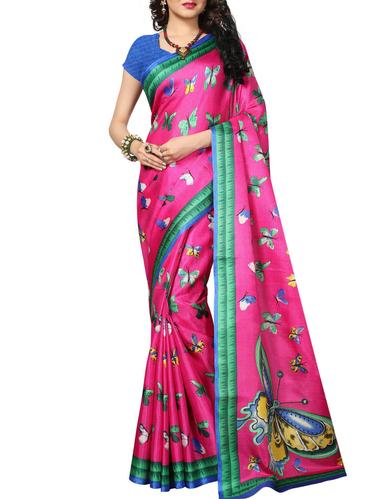pink khadi printed saree with blouse - 15012688 - Very Small Image - 1