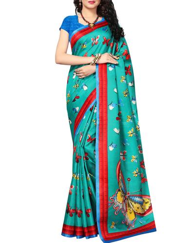 turquoise khadi printed saree with blouse - 15012689 - Very Small Image - 1