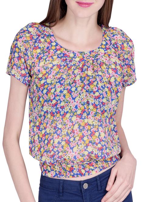 blue floral top - 15012832 - Standard Image - 1