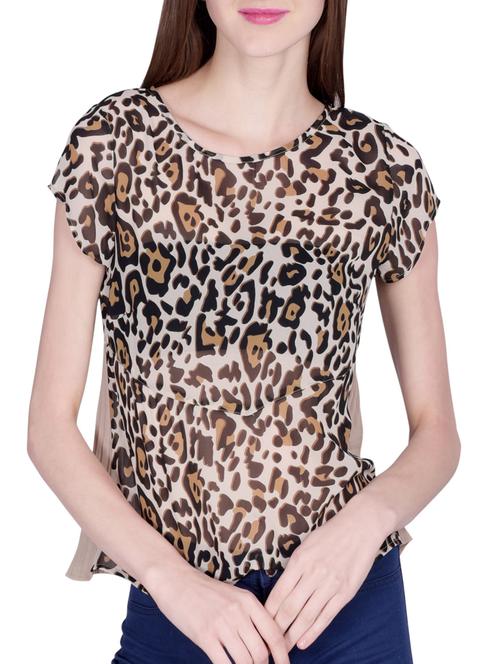 brown printed top - 15012851 - Standard Image - 1