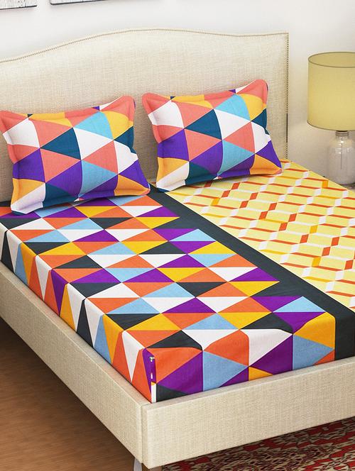 144 TC Cotton Double Bedsheet with 2 Pillow Covers - 15012899 - Standard Image - 1