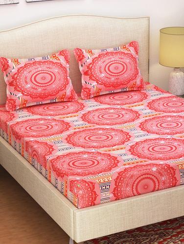 144 TC Cotton Double Bedsheet with 2 Pillow Covers - 15012901 - Very Small Image - 1