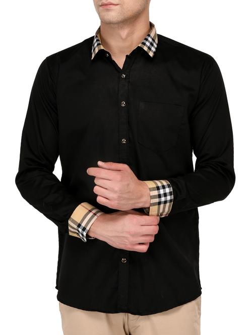 black cotton casual shirt - 15012912 - Standard Image - 1