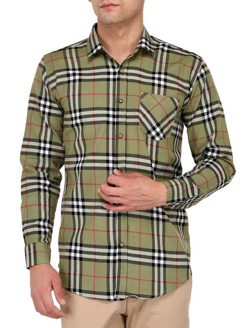 green cotton casual shirt - 15012913 - Standard Image - 1