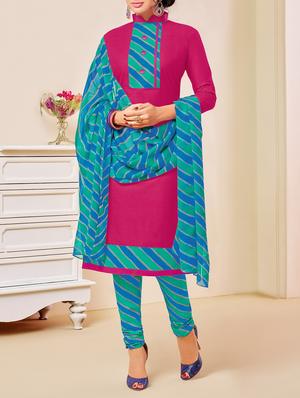 pink cotton churidaar suits unstitched suit - 15012936 - Standard Image - 1
