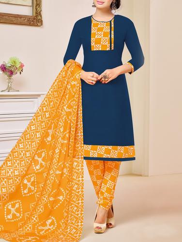blue cotton churidaar suits unstitched suit - 15012939 - Very Small Image - 1