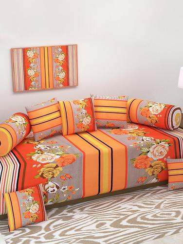 8 Piece 120 TC Cotton Diwan Set - 15012948 - Very Small Image - 1