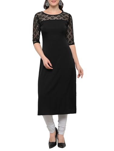 black crepe kurta - 15012976 - Very Small Image - 1