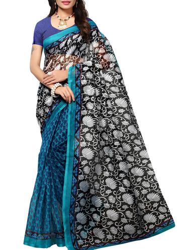 black net half & half saree with blouse - 15013010 - Very Small Image - 1