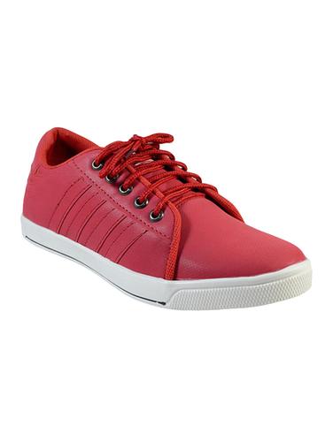 red leatherette lace up sneaker - 15013059 - Very Small Image - 1
