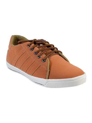 brown leatherette lace up sneaker - 15013068 - Very Small Image - 1