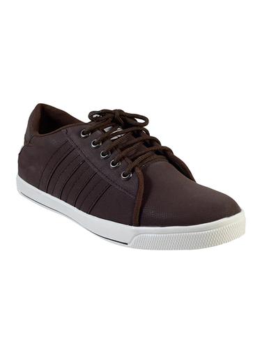 brown leatherette lace up sneaker - 15013073 - Very Small Image - 1