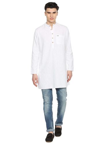 white cotton kurta - 15013270 - Very Small Image - 1