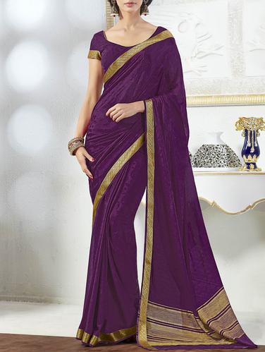 zari border embossed woven saree with blouse - 15013286 - Very Small Image - 1