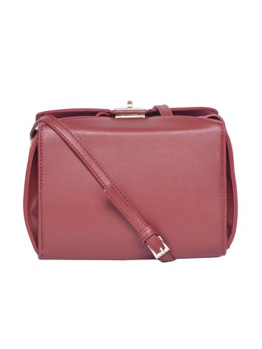 maroon leatherette regular sling bag - 15013305 - Very Small Image - 1