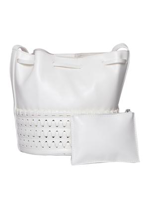 white leatherette handbag - 15013324 - Standard Image - 1