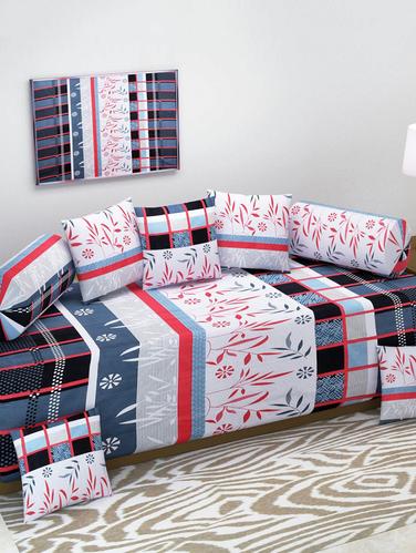 8 pc 100 % Cotton diwan set - 15013446 - Very Small Image - 1