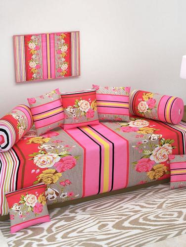8 pc 100 % Cotton diwan set - 15013451 - Very Small Image - 1