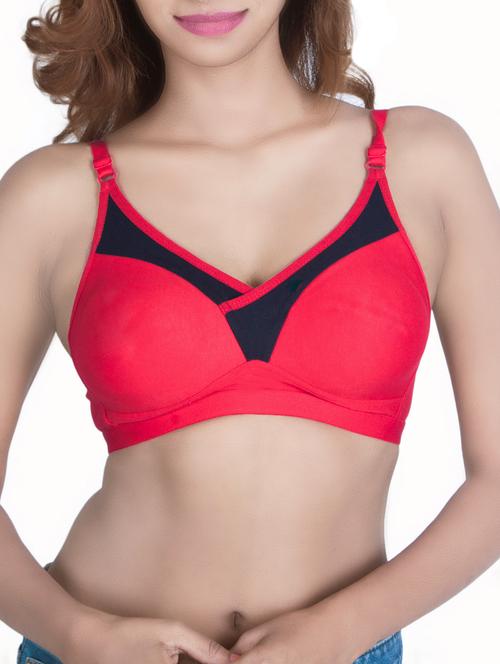 solid pink cotton bra - 15013543 - Standard Image - 1