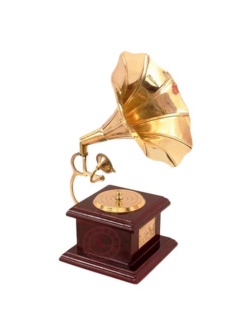 Wooden and Brass Vintage Home Decorative Gramophone Model - 15013588 - Standard Image - 1