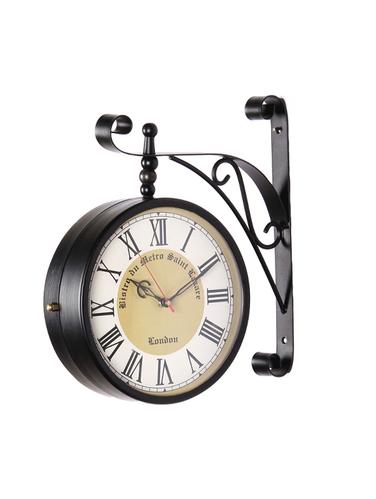 Retro Look Metal Wall Clock Metro Saint Railway Clock Two Side - 15013601 - Very Small Image - 1